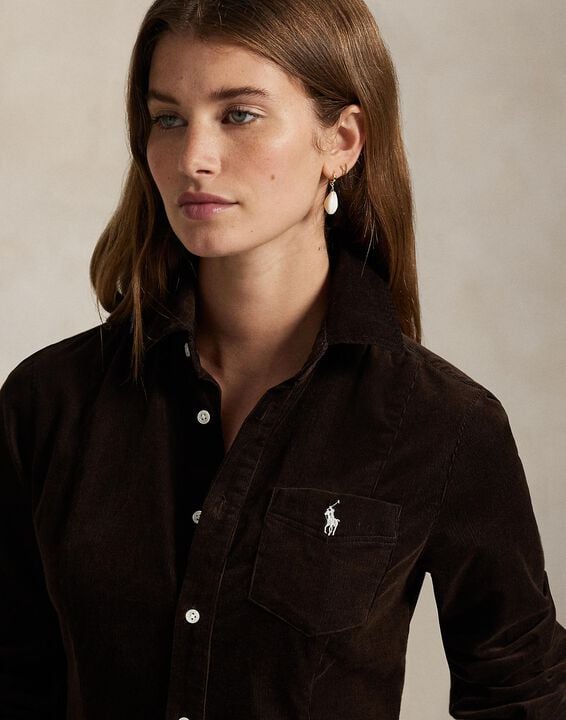 Cotton Corduroy A-Line Shirtdress