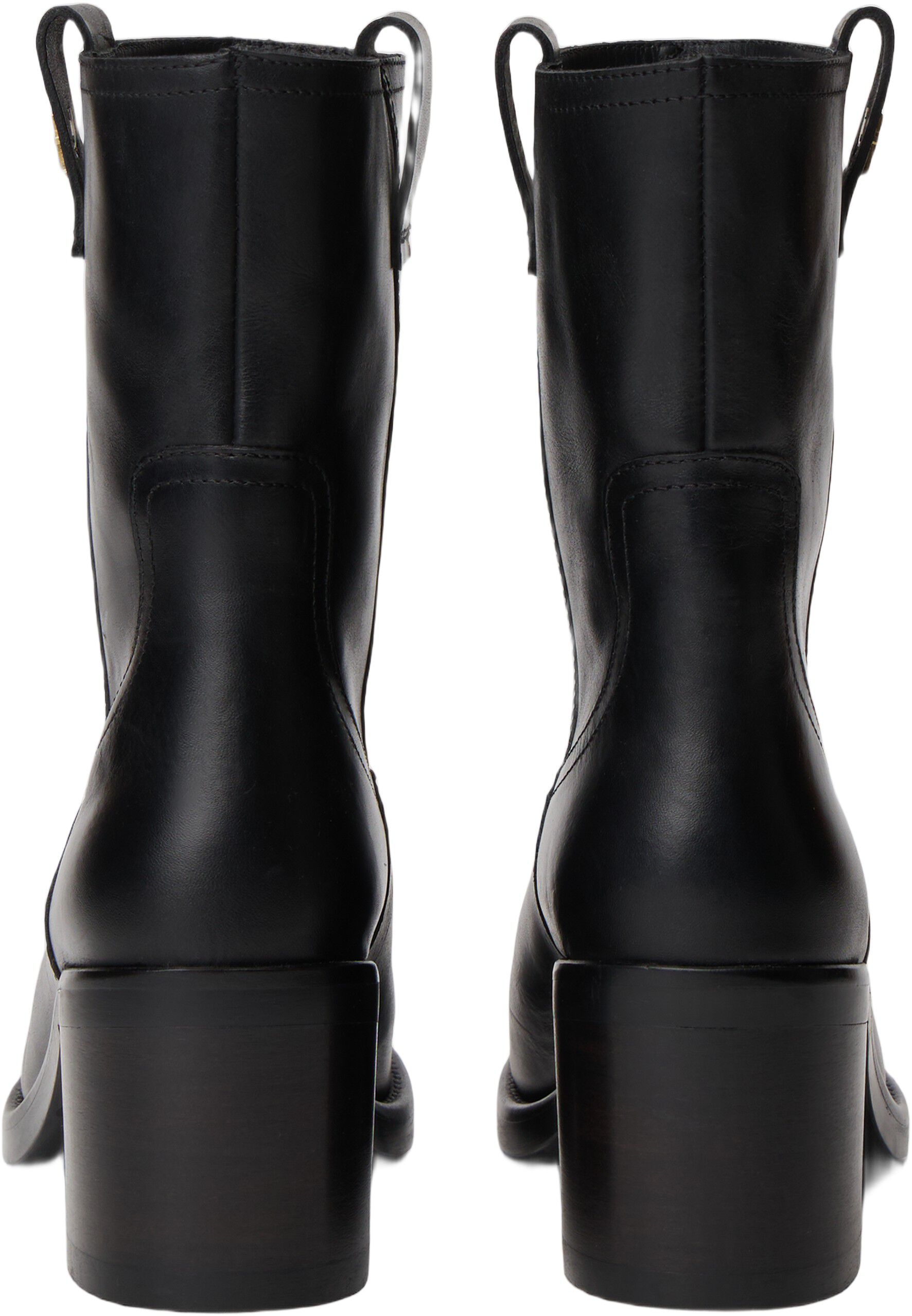 RIDING LTHR MID BOOT BLOCK HEEL