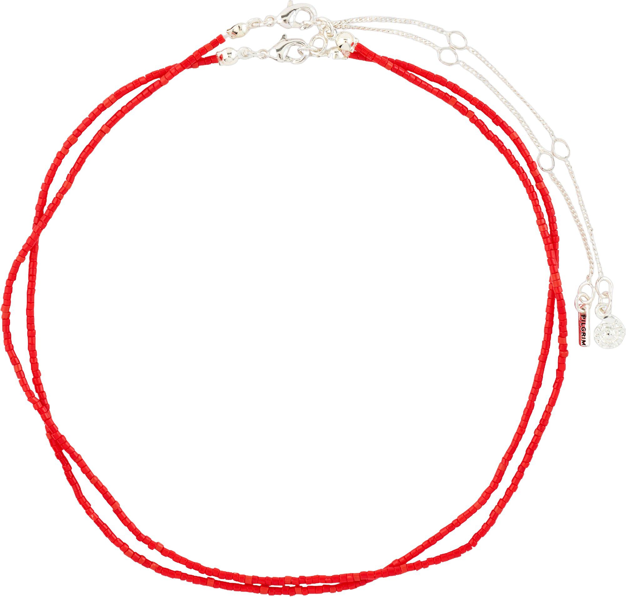 HAZE necklaces 2-in-1 set, red/silver-plated