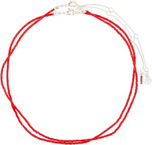HAZE necklaces 2-in-1 set, red/silver-plated