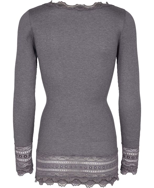 Silk t-shirt medium ls w/wide lace