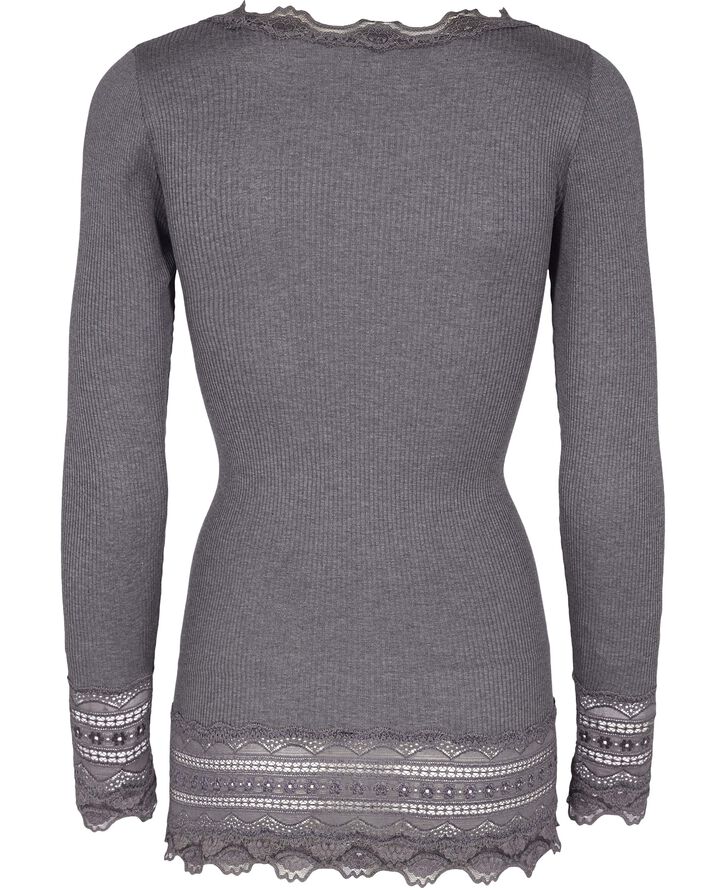 Silk t-shirt medium ls w/wide lace