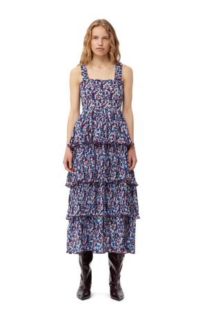 Pleated Georgette Flounce Smock Mid