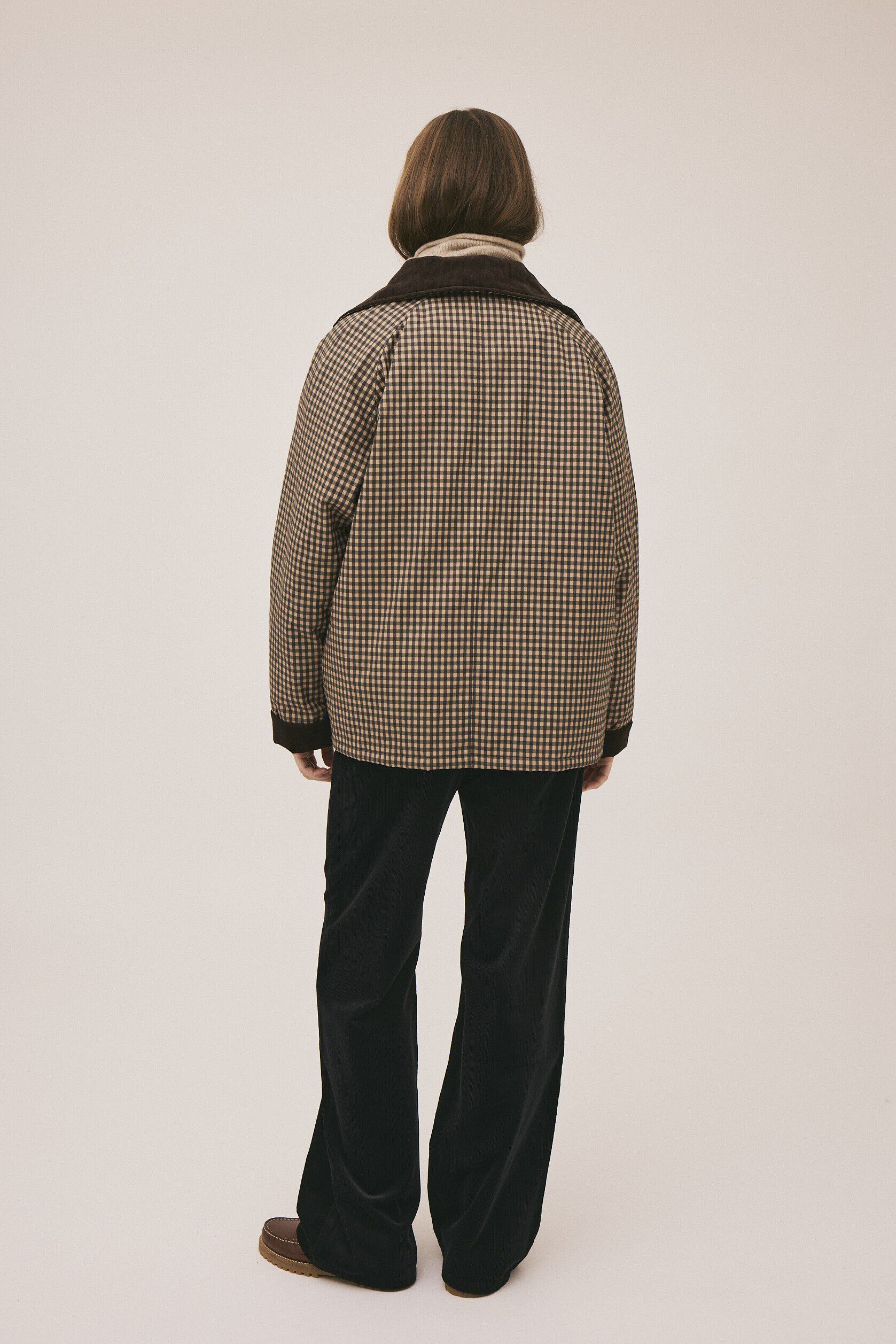 Emmy 4 Check kort jakke med fl&oslash;jl kanter - GRS