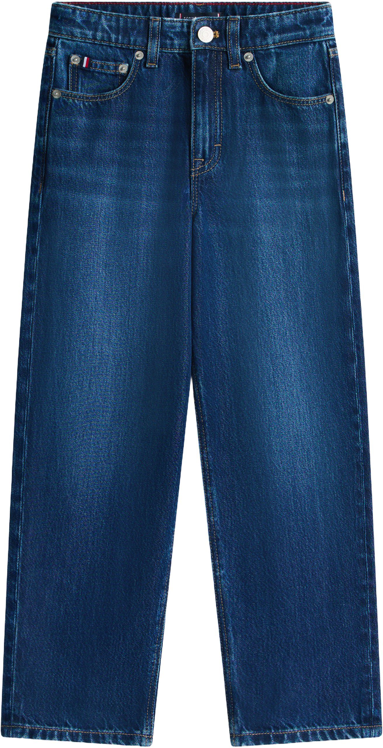 Whiskered Loose Barrel Leg Jeans