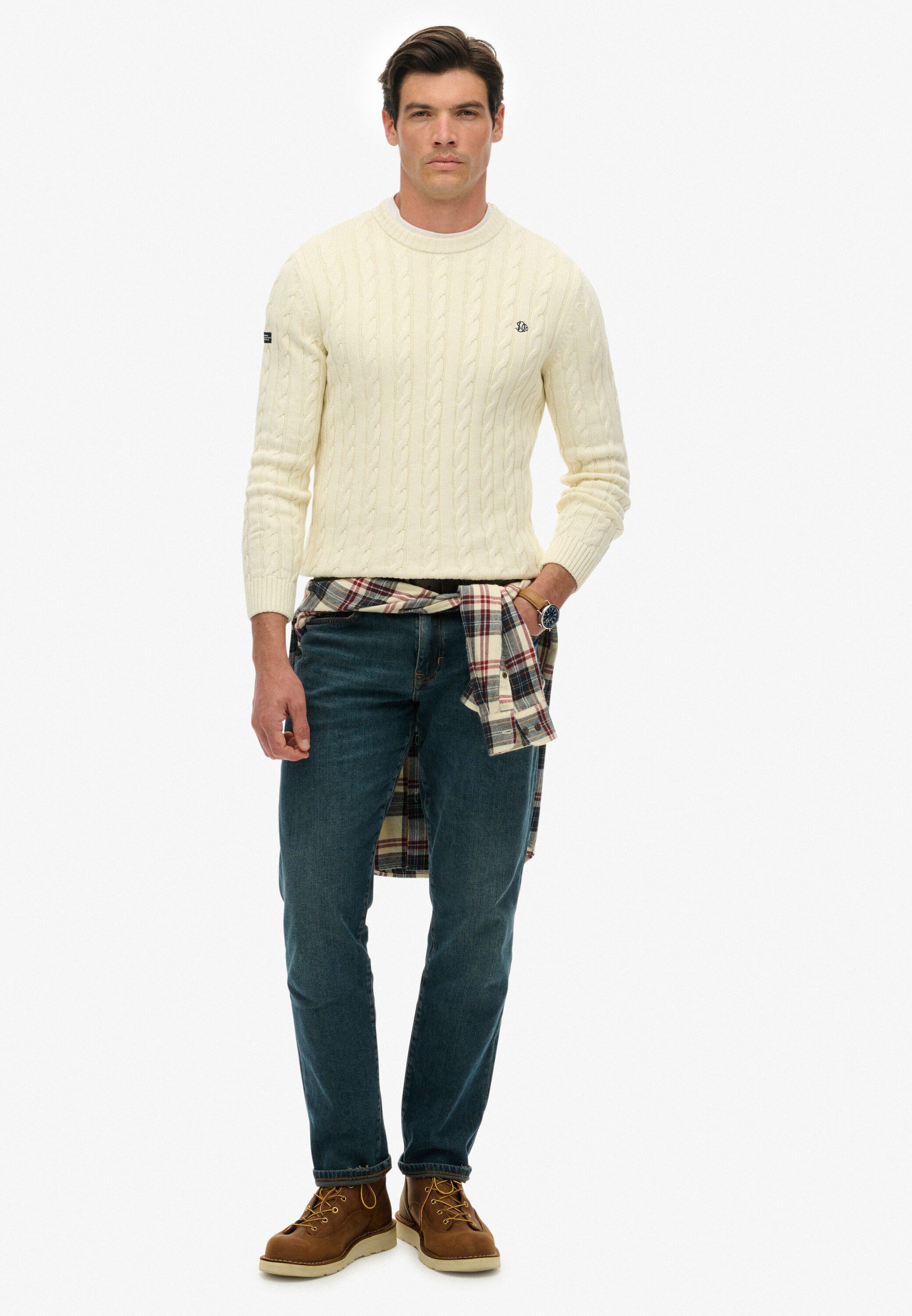 COTTON CABLE KNIT CREW
