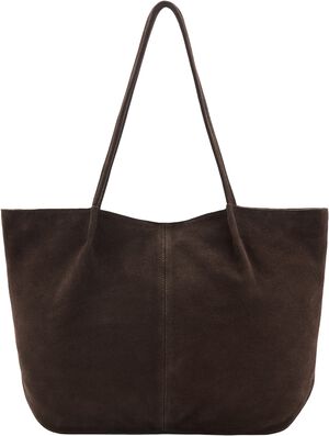 Suede leather shopper bag