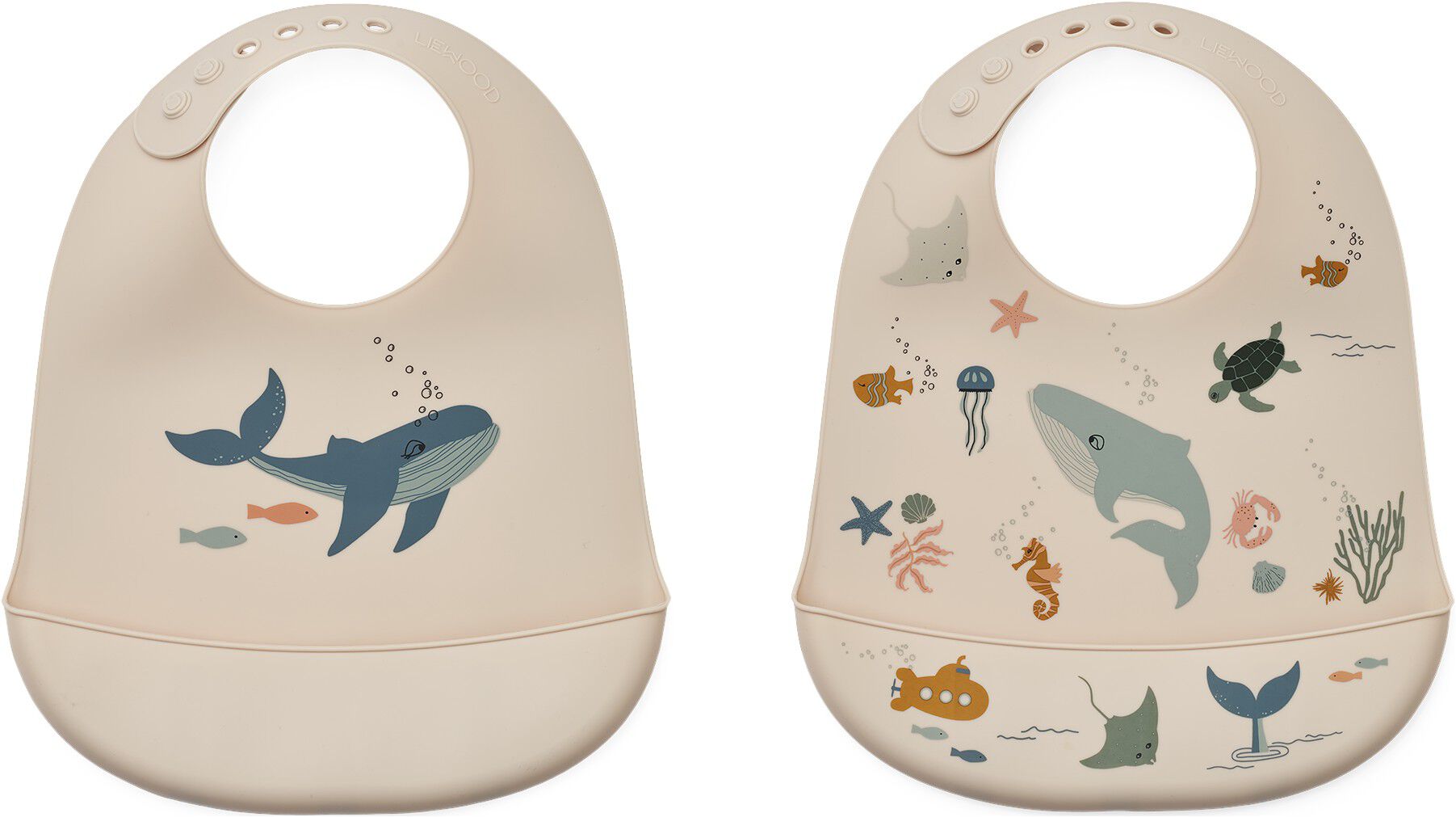 Tilda Printed Bib 2-Pack Sea creatu