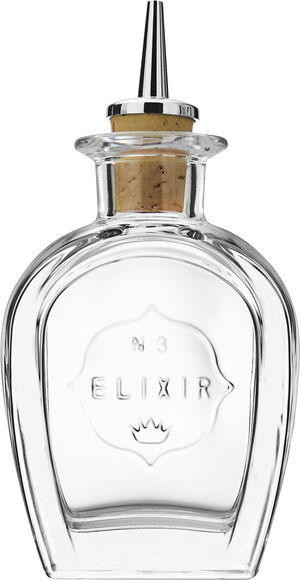 Elixir No3 flaske med skænkeprop rektangulær 10 cl.