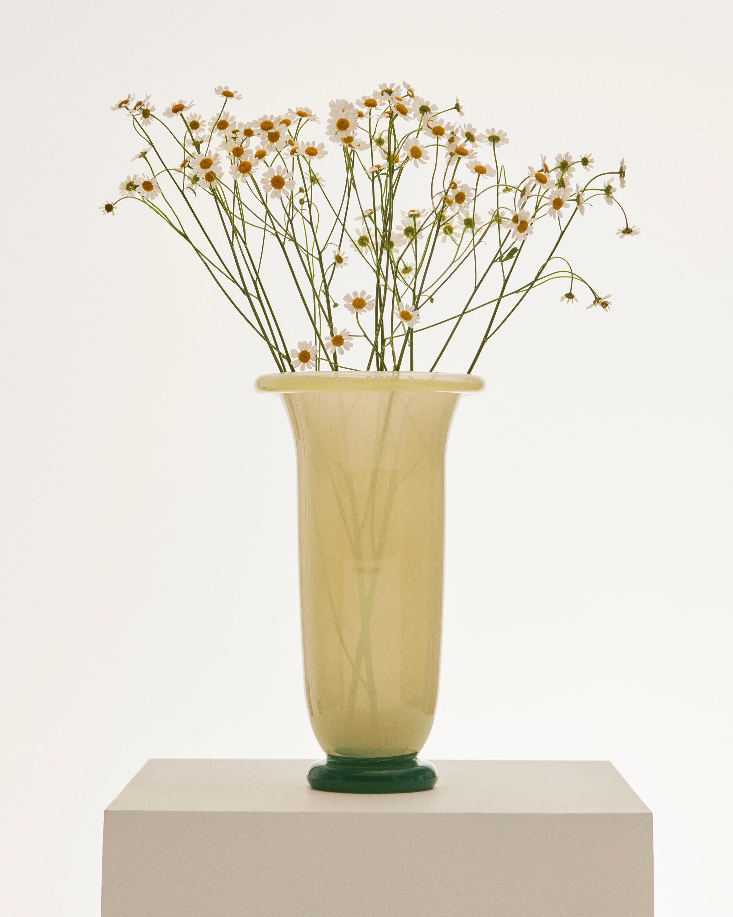 Empire Vase-Large-Sand with lemon rim, green base