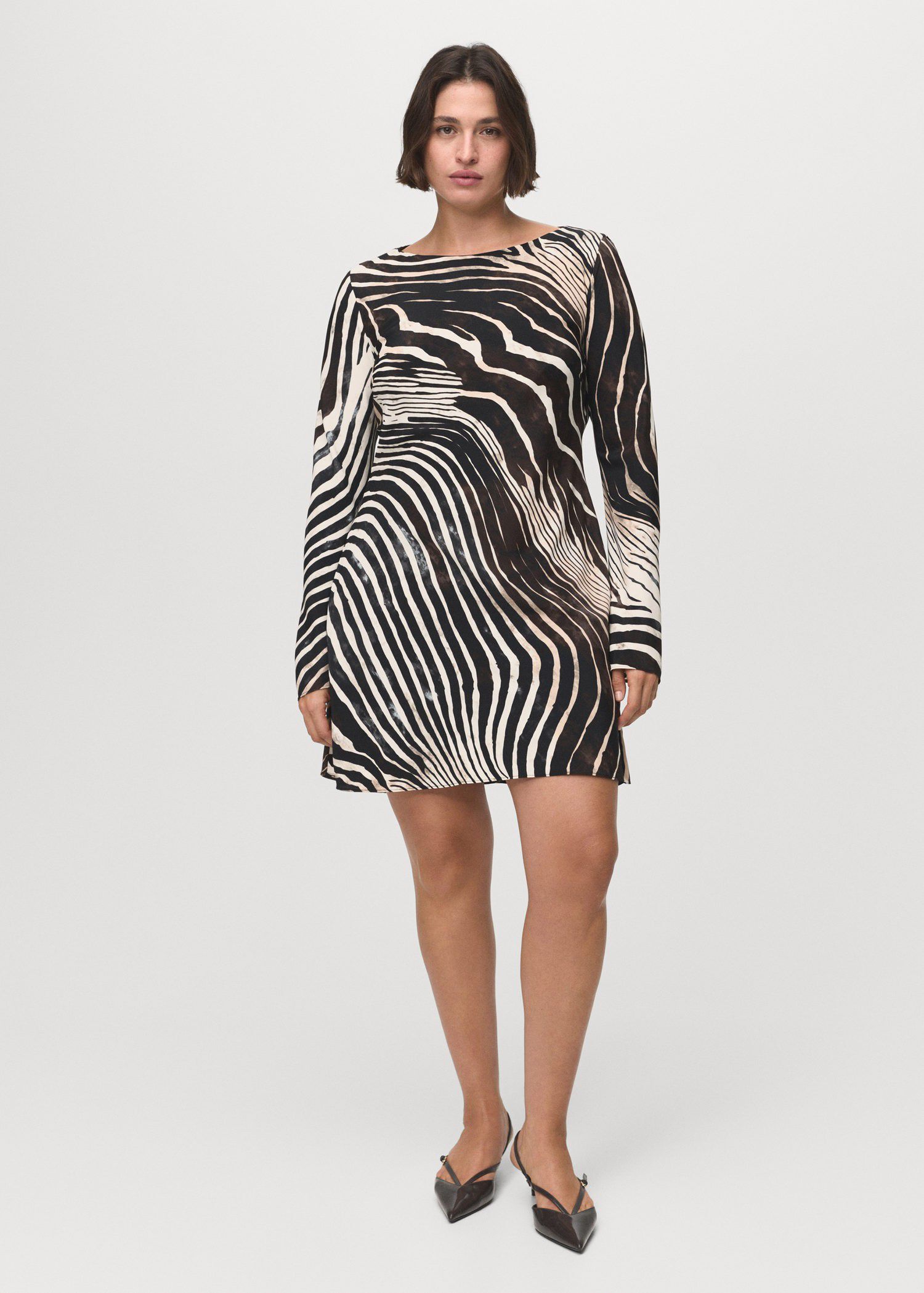 Zebra dress with flared sleeves