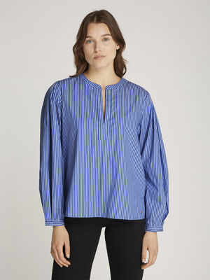 ESS POPLIN V NECK LS BLOUSE
