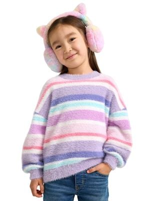 Mjuk l&aring;ng&auml;rmad stickad tr&ouml;ja i fj&auml;d