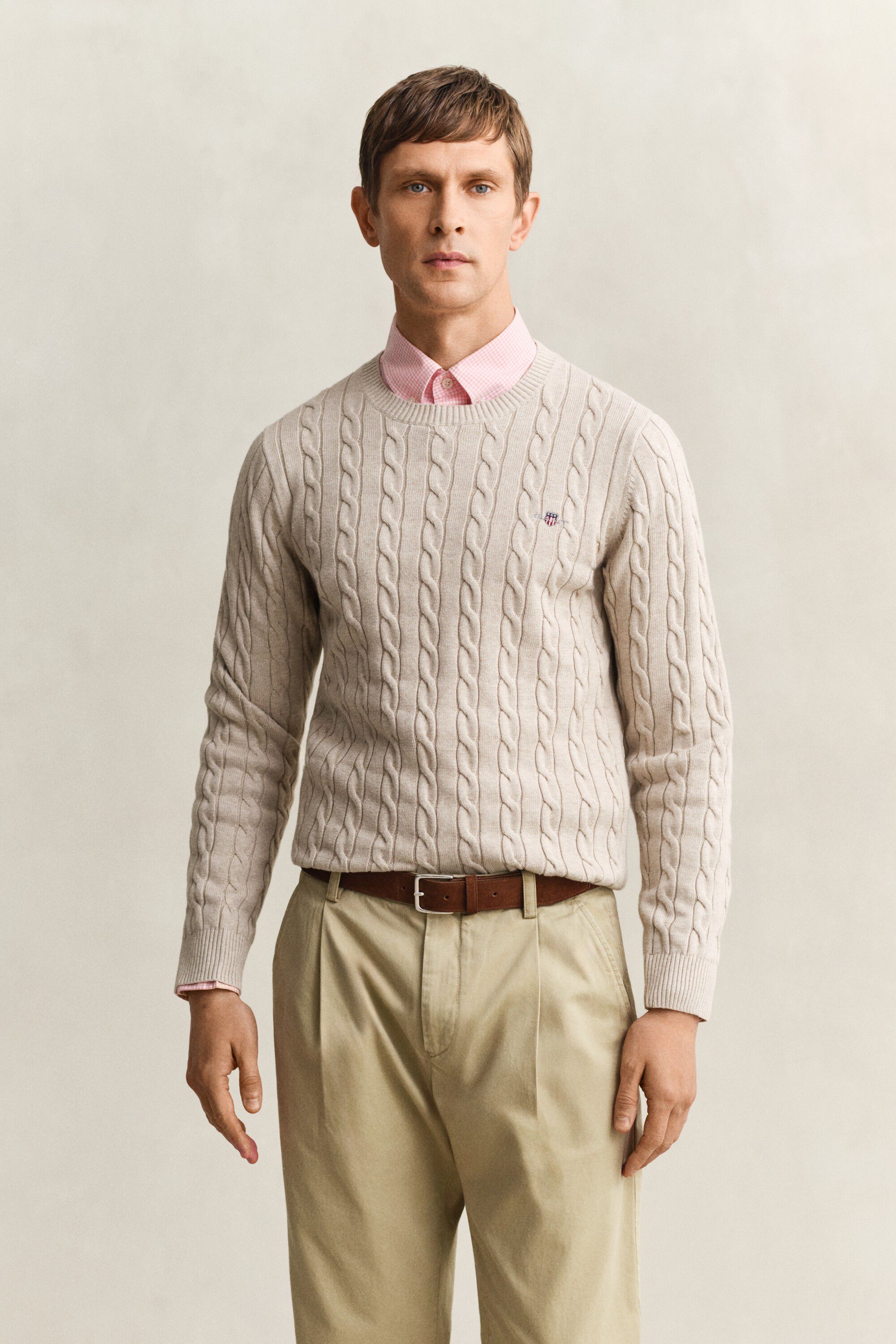 COTTON CABLE C-NECK