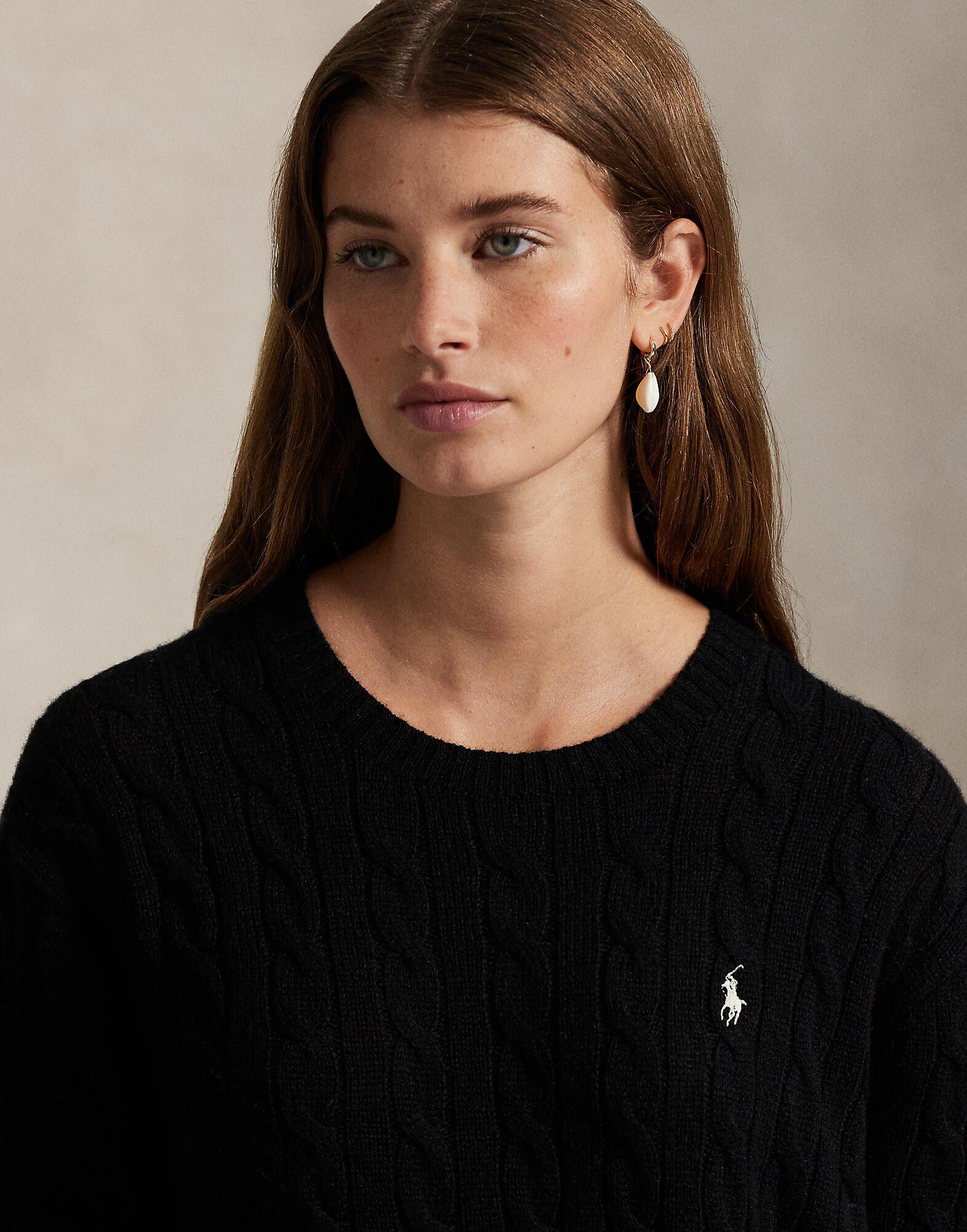 Cable Wool-Cashmere Crewneck Sweater