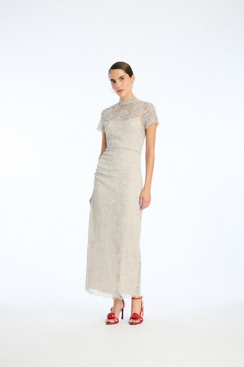 LACE LONG MIDI DRESS