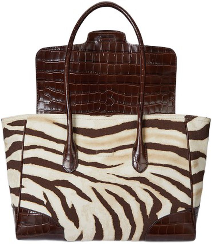 Zebra-Print Canvas Large Tanner Satchel