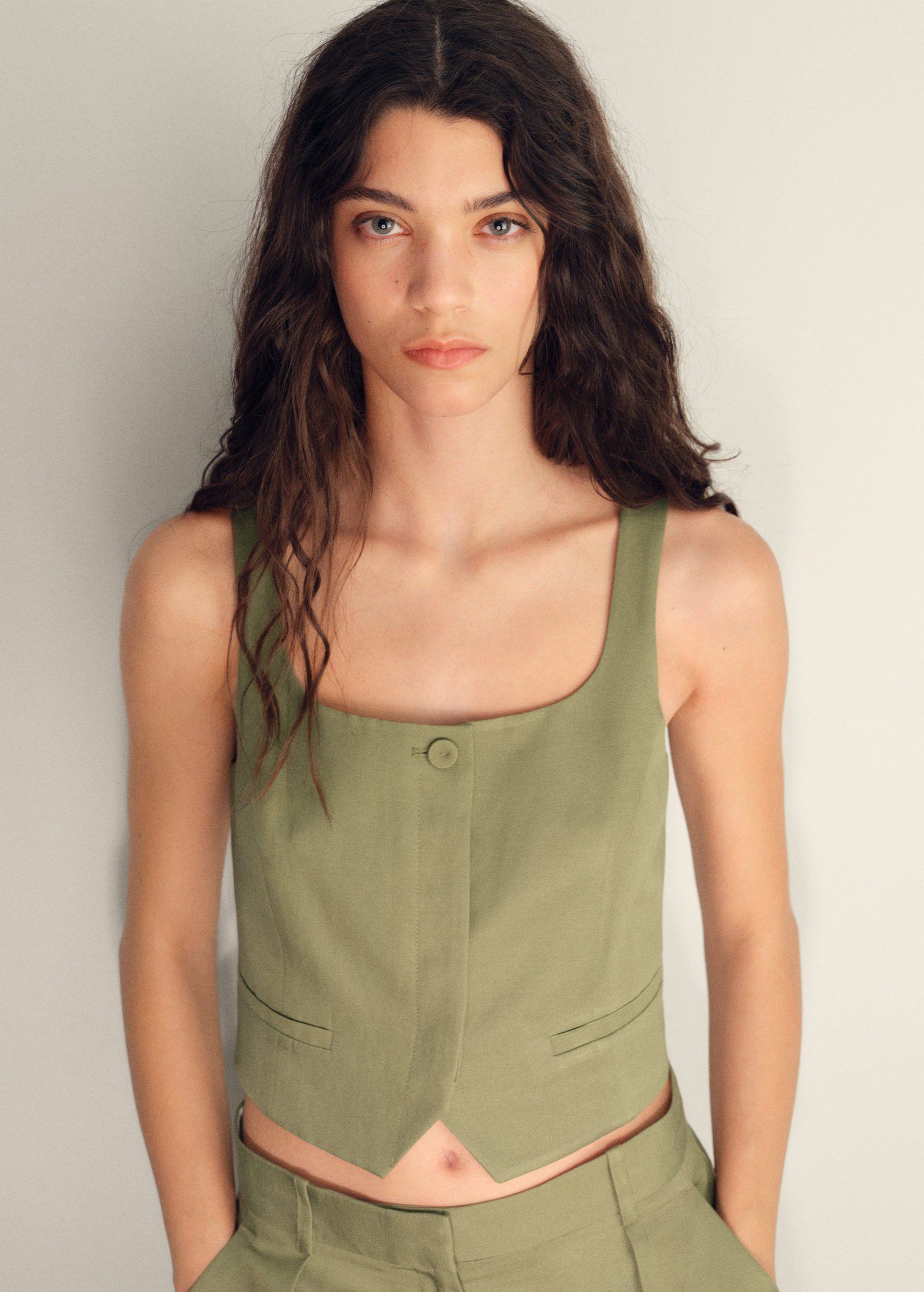 Linen-blend suit waistcoat