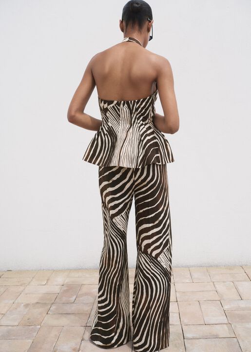 Zebra print linen pants
