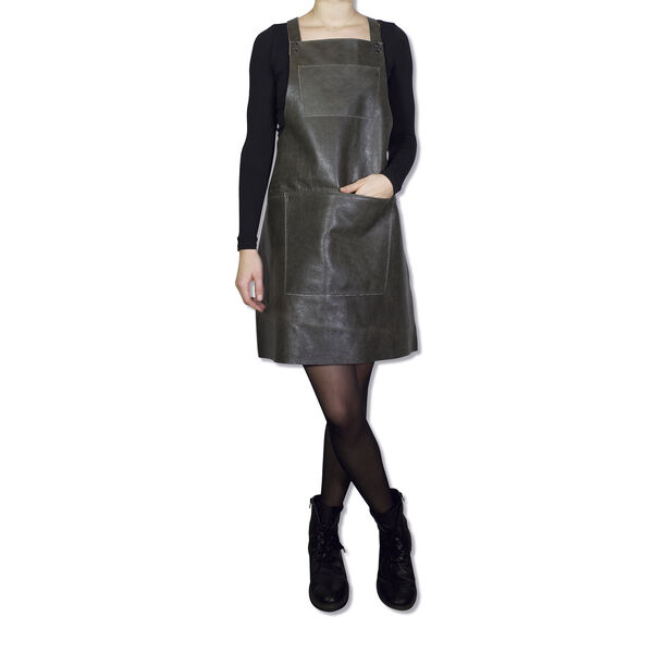 Læderforklæde Suspender Serie Apron Vintage Grey