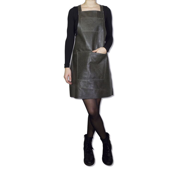 Læderforklæde Suspender Serie Apron Vintage Grey