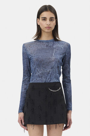 Marl Mesh Long Sleeve Crew Neck Blo