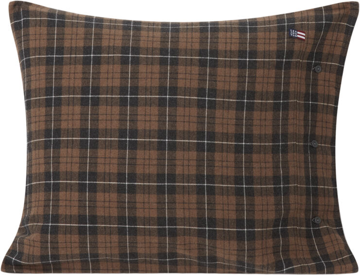 Brown/Dk Gray Checked Cotton Flannel Pillowcase
