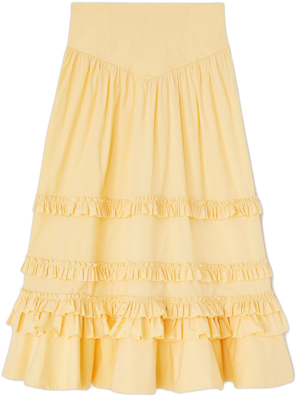 Stretch Cotton Long Tiered Frill Sk