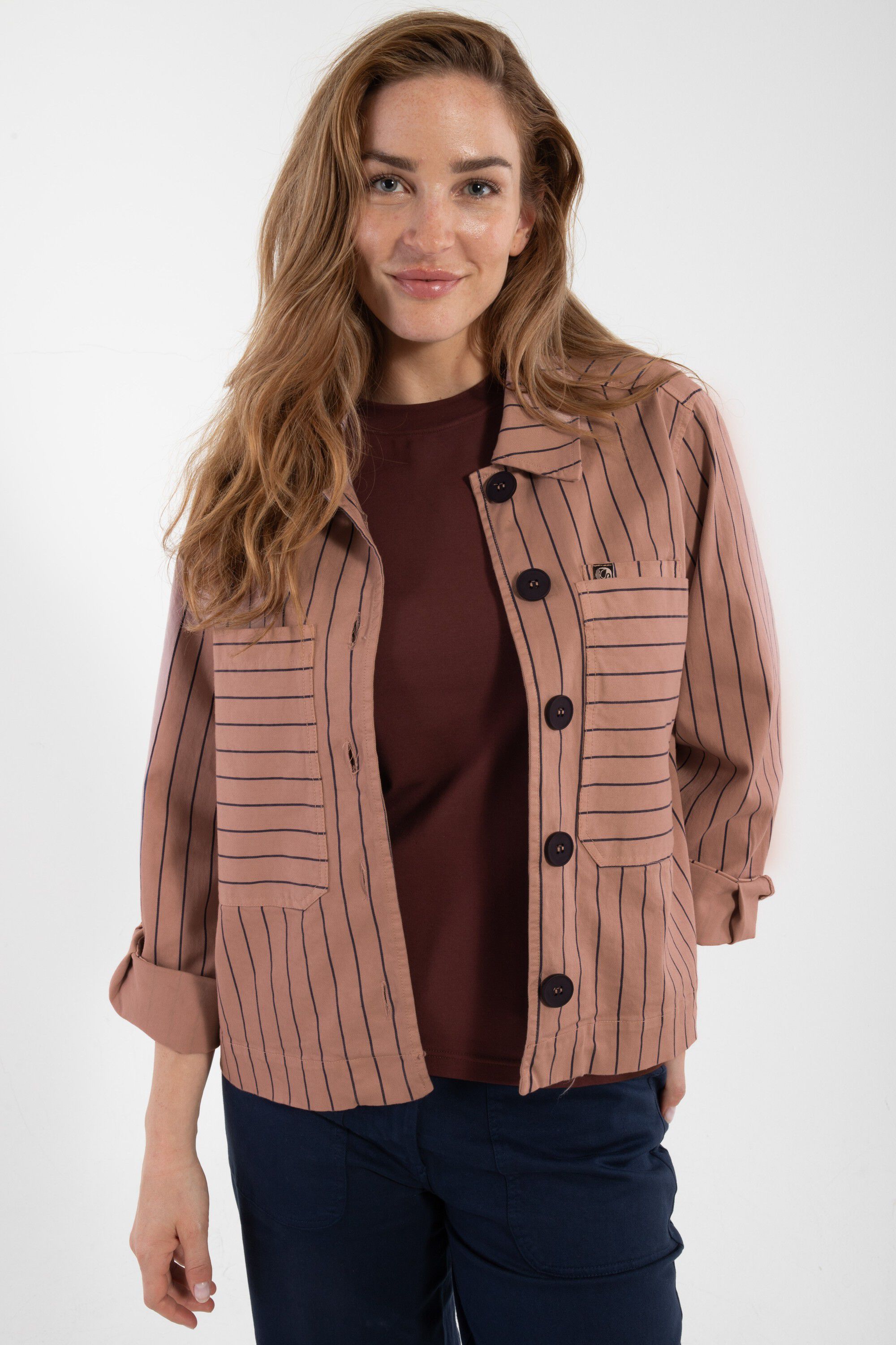 Daneprairie Stretch Canvas Jacket Rose Beige/Dk Navy