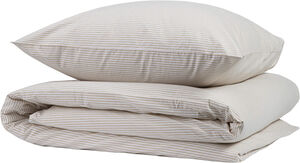 Small stripe washed percale beige 140x220