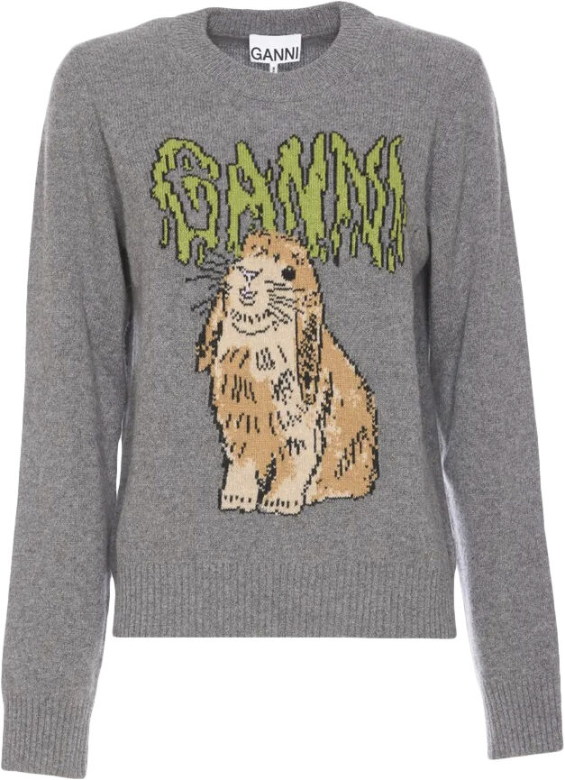Graphic Wool Mix Bunny Crewneck
