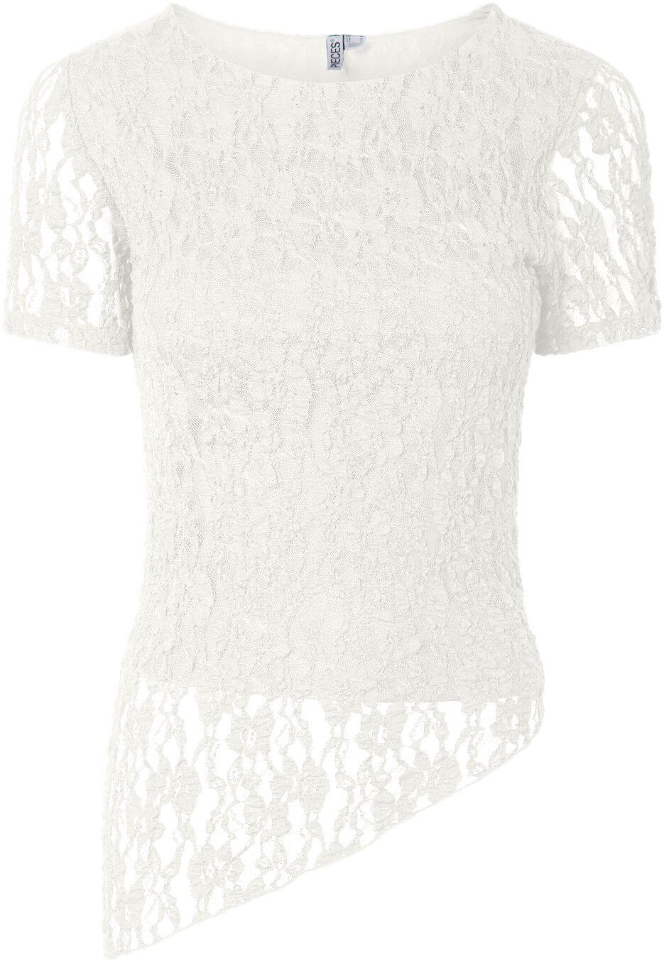 PCARIANA SS ASYMMETRIC LACE TOP D2D