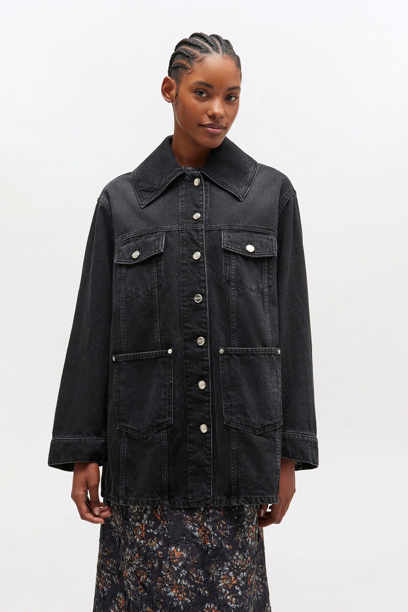 Rigid Denim Midi Jacket