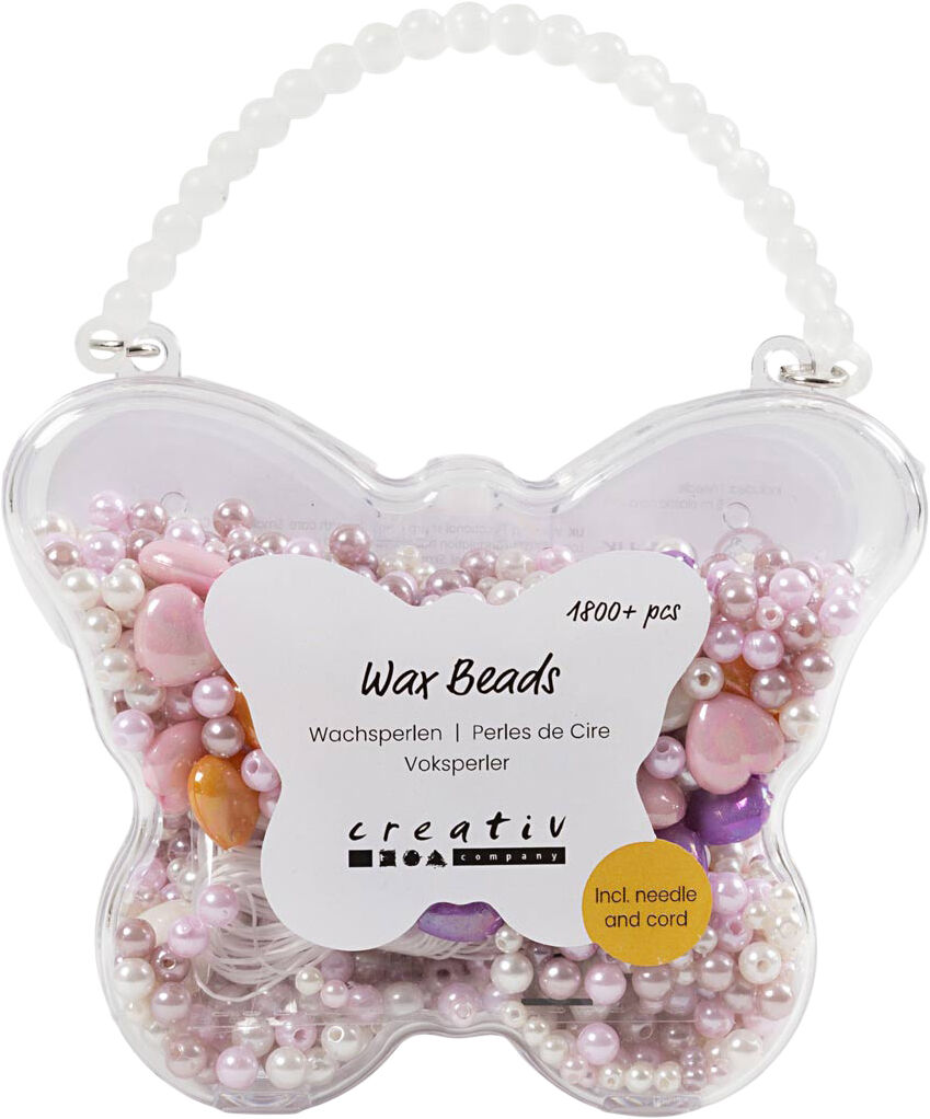 Voksperler, hulstr. 1,3-2,5 mm.