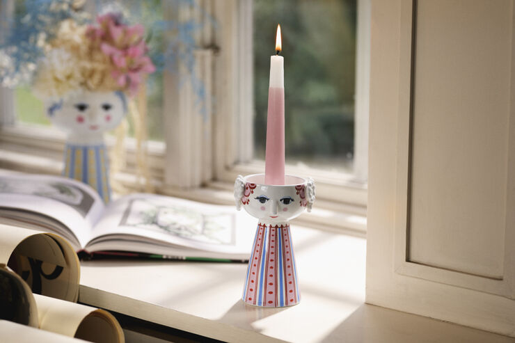 Eva Lysestage H14 cm støvet rød