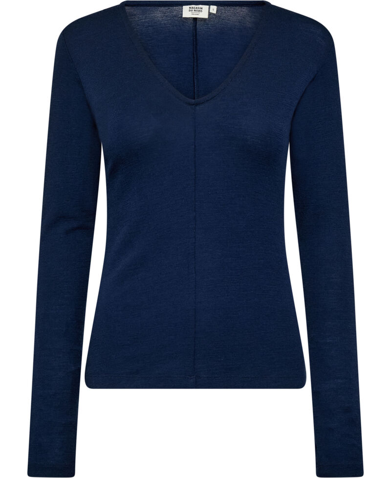 Cilla 16 V-Halset Bluse - 100% Merino Wool Rws
