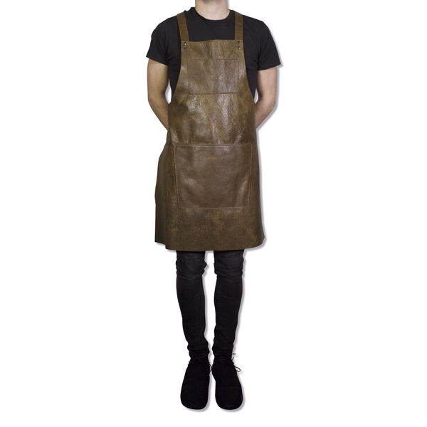 Læderforklæde Suspender Serie Apron Vintage Brown