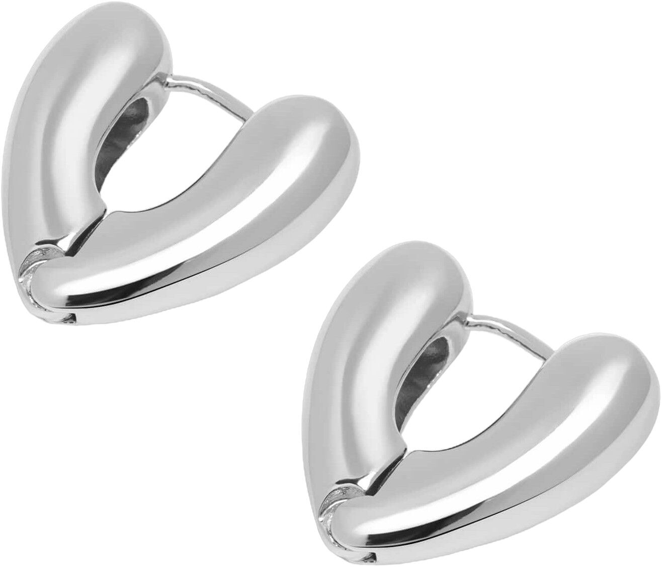 Women's Heart Hoop Earrings in Silver