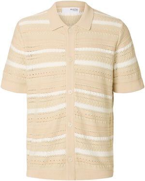 SLHPALO SS KNIT CROCHET POLO CARDIG