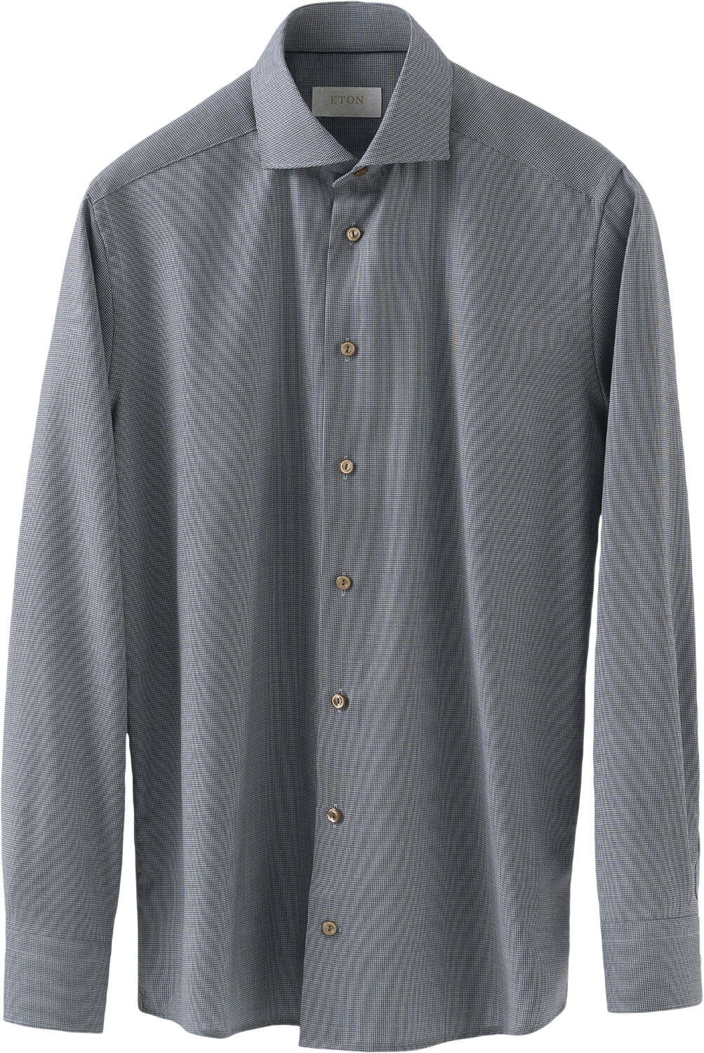 Slim Fit Brown Houndstoothmerino Wool Shirt