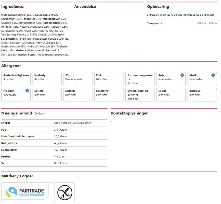4 store fyldte &aelig;g. Marcipan & nougat
