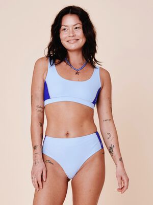 Agung Colorblock sporty bikini top - Clear/Cartel Blue