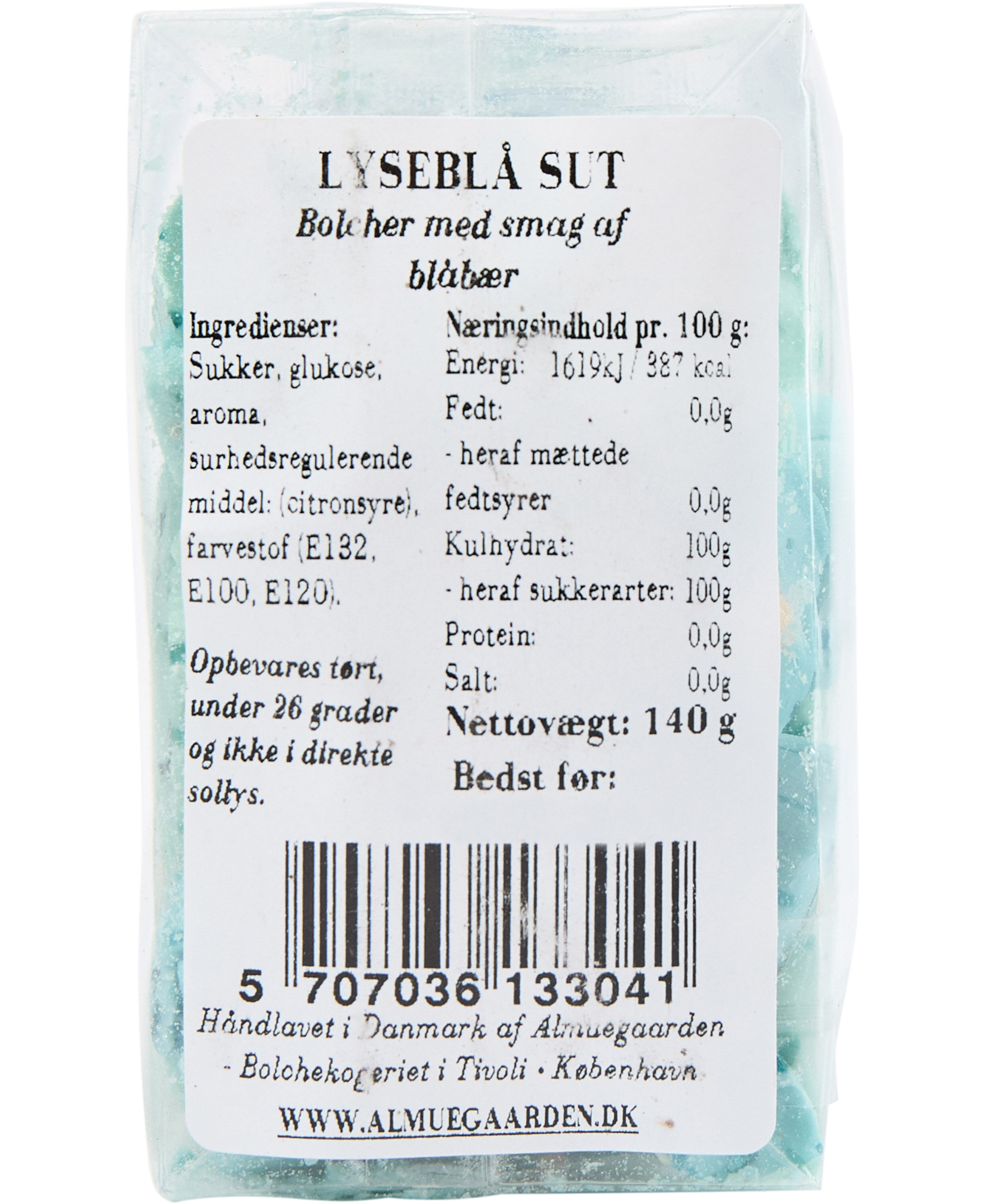 Lysebl&aring; sut med smag af bl&aring;b&aelig;r