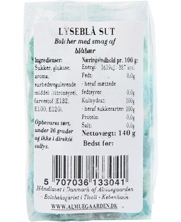 Lyseblå sut med smag af blåbær
