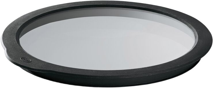 Glaslåg 28 cm Klar/Sort Glas/Silikone