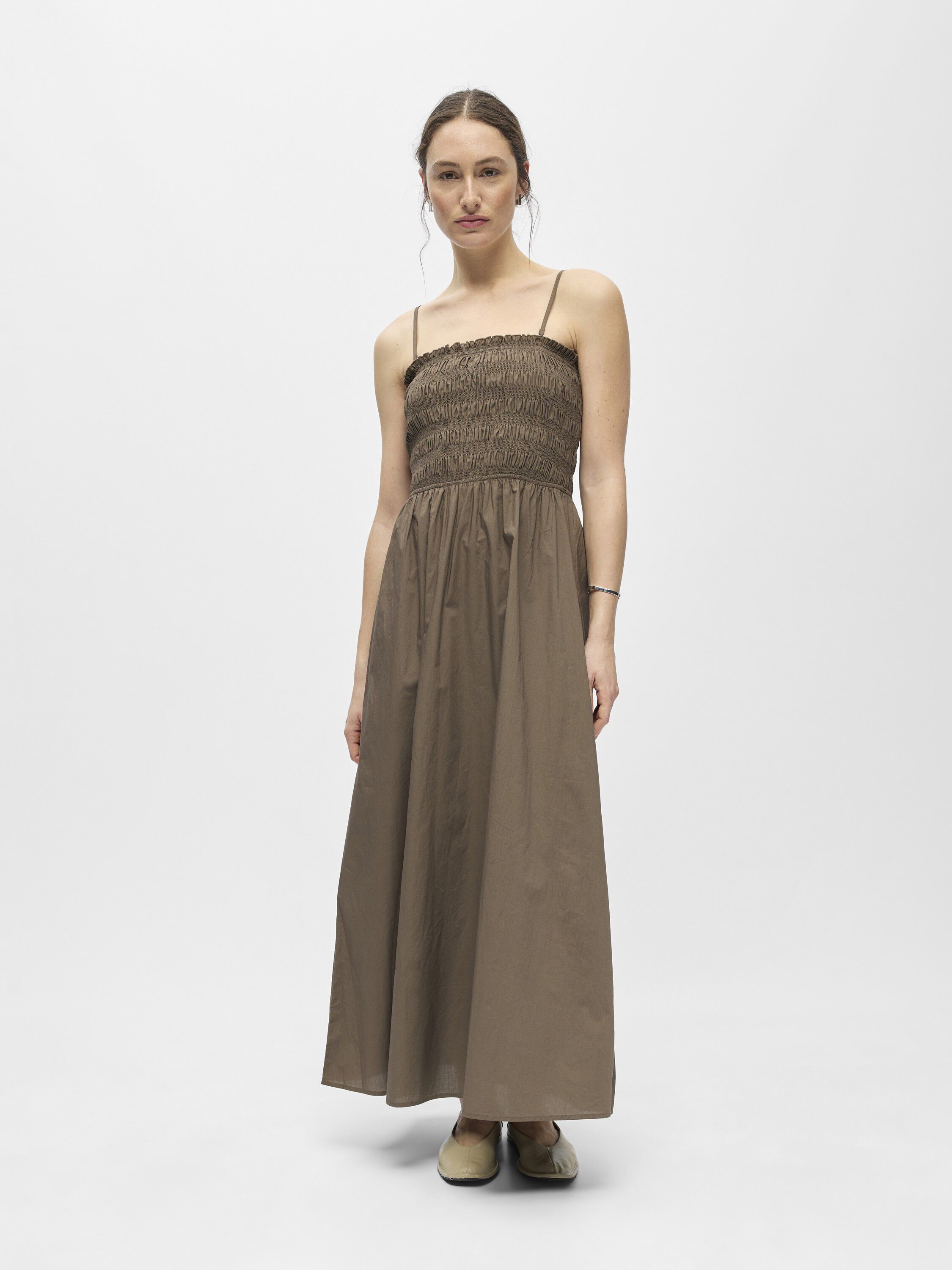 OBJELLY HOPE S/L RE SMOCK MIDI DRES