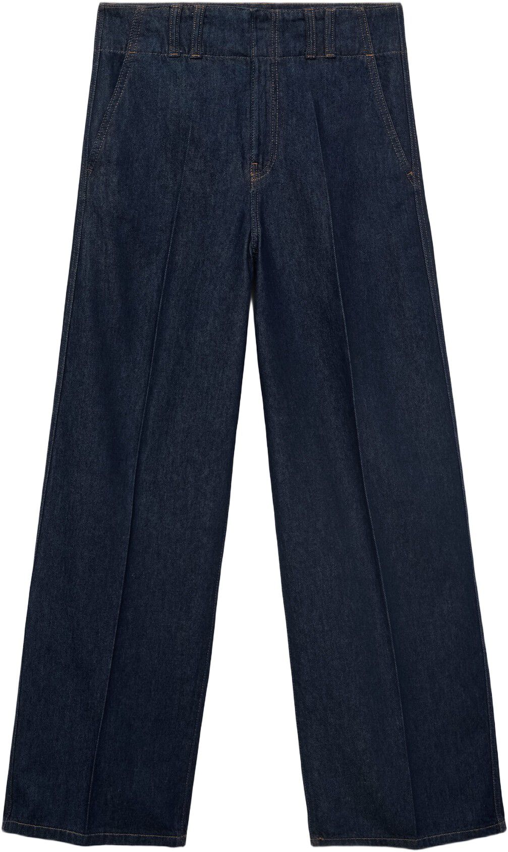 Wide leg denim trousers with belt l