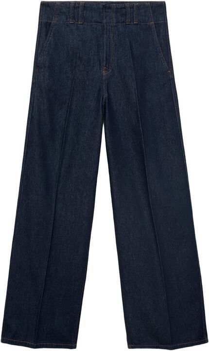 Wide leg denim trousers with belt l