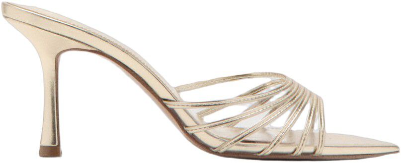 Metallic strappy heeled sandal