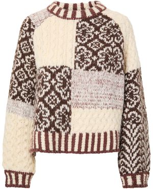 PCFUSION LS O-NECK COLORBLOCK KNIT